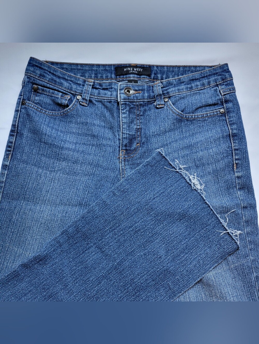 Nine West Womens Jeans sz 8 Straight Leg Stretch Mid Rise Denim (31x 25.5)